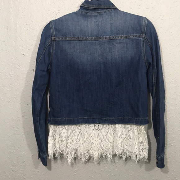 CAbi Dakota Denim Jacket w/ Detachable Lace Trim - Picture 5 of 11